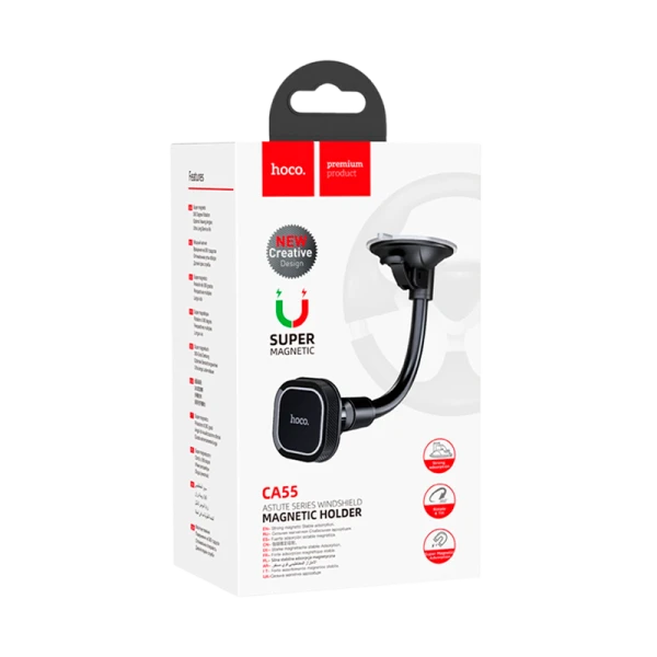 Держатель автомобильный HOCO CA55 присоска магнит черный (1/66)