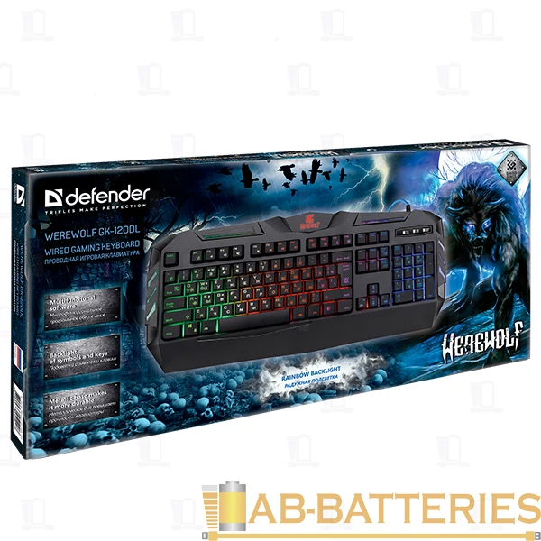 Клавиатура проводная Defender GK-120DL Werewolf игровая USB 1.5м черный (1/20)