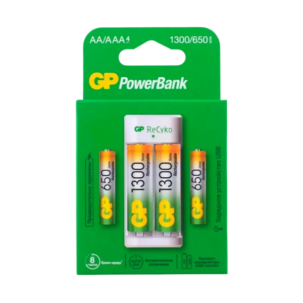З/У для аккумуляторов GP E211130/65-2CRB4/12 AA/AAA Ni-MH 2 слота +2AA 1300mAh/2AAA 650mAh (1/12)