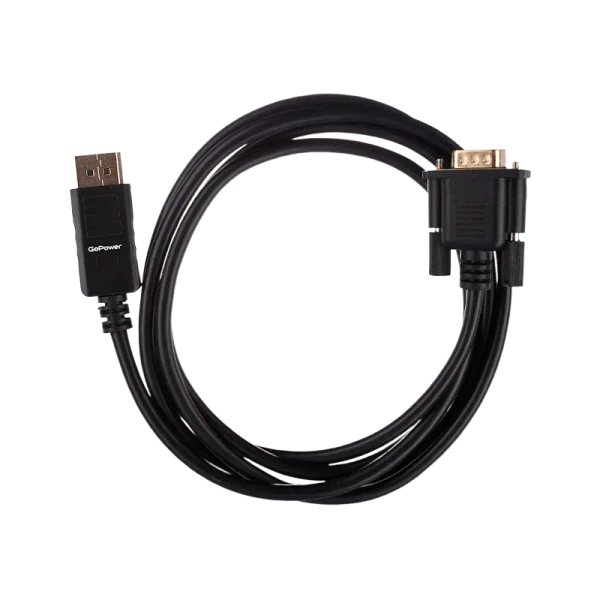 Кабель GoPower DisplayPort (m)-VGA (m) 1.8м ПВХ черный Premium Zip-Lock c подвесом (1/100)