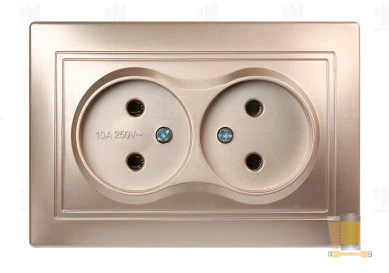 Розетка Smartbuy 2-местная без заземления 10А шампань, "Венера"
