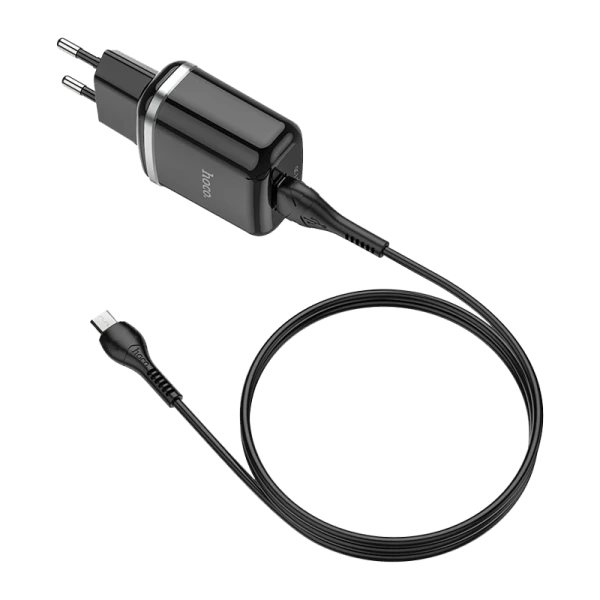 Сетевое З/У HOCO N3 1USB 3.0A 18W QC3.0 с кабелем microUSB черный (1/12/120)