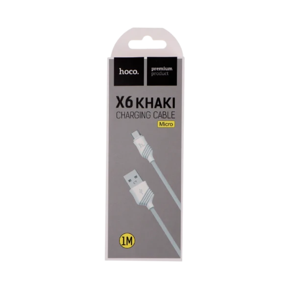 Кабель HOCO X6 USB (m)-microUSB (m) 1.0м 2.4A ПВХ белый (1/30/300)