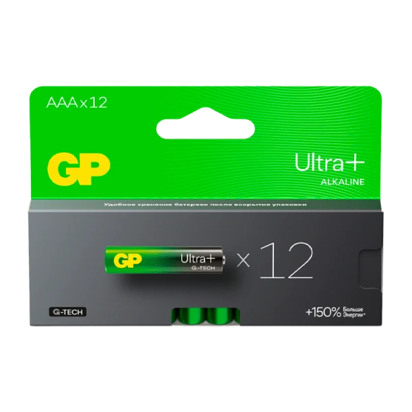 Батарейка GP ULTRA PLUS G-tech LR03 AAA BL12 Alkaline 1.5V (12/96/768)
