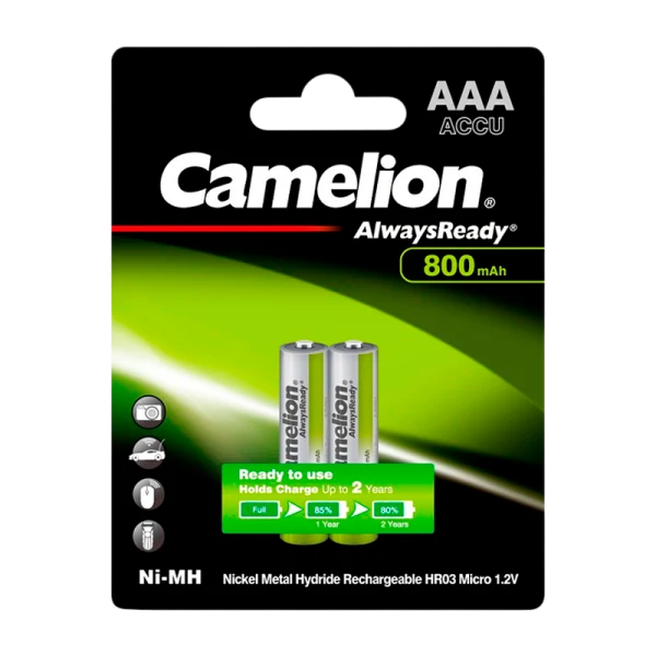 Аккумулятор предзаряженный RTU Camelion HR03 AAA BL2 NI-MH Always Ready 800mAh (2/24/480)