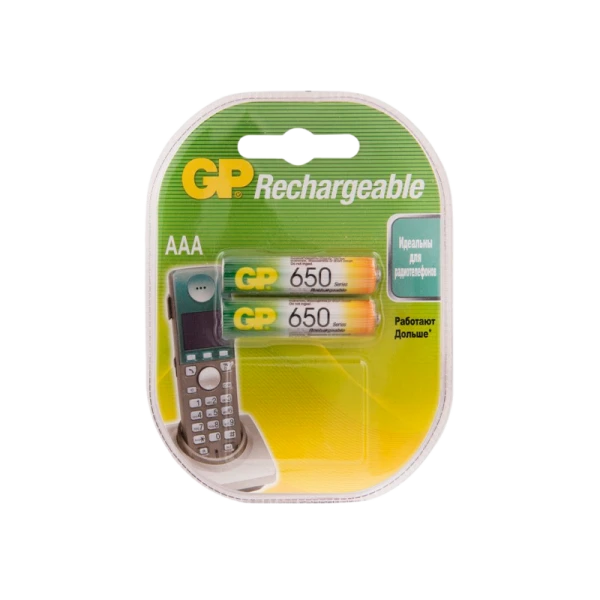 Аккумулятор бытовой GP HR03 AAA BL2 NI-MH 650mAh в пластиковой упаковке (2/20/200) R