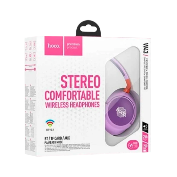 Наушники полноразмерные HOCO W43 bluetooth 5.2 с микр. фиолетовый (1/32)