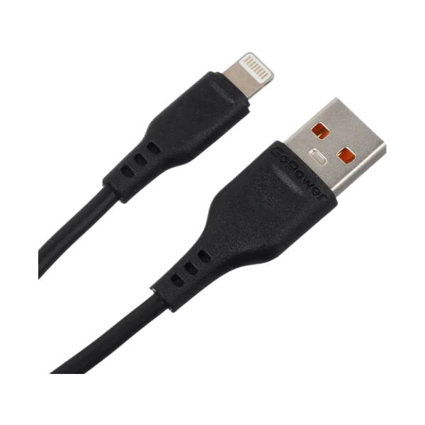 Кабель GoPower GP01L USB (m)-Lightning (m) 1.0м 2.4A ПВХ черный (1/200/800)