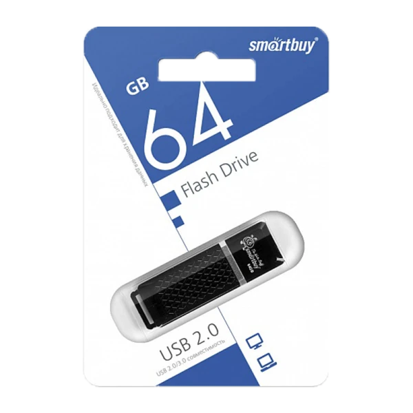 Флеш-накопитель Smartbuy Quartz 64GB USB2.0 пластик черный