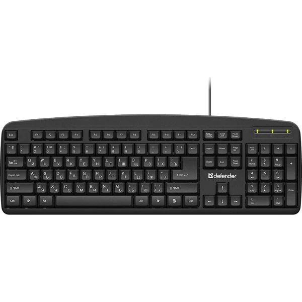 Клавиатура проводная Defender HB-910 Office классическая USB 1.5м черный (1/20)