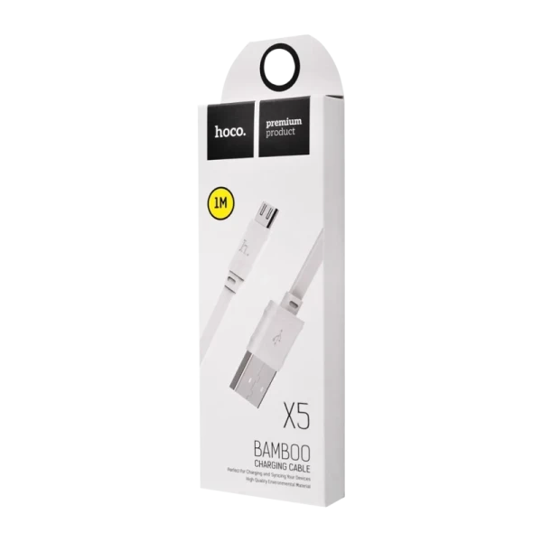 Кабель HOCO X5 USB (m)-microUSB (m) 1.0м 2.4A ПВХ белый (1/30/300)