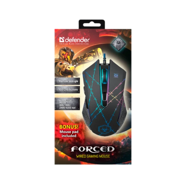 Мышь проводная Defender GM-020L Forced игровая USB черный (1/40)