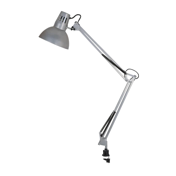 Светильник настольный Camelion KD-312 60W 230V E27 струбцина серебряный (1/12)