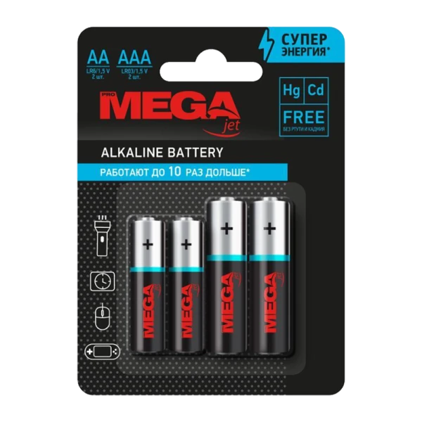Батарейка Promega LR6 AA + LR03 AAA BL4 (2+2) Alkaline 1.5V (4/48/960/28800)