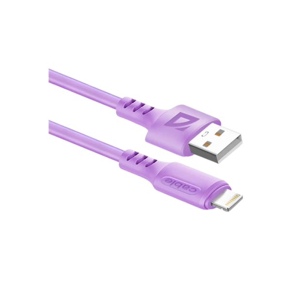 Кабель Defender F207 USB (m)-Lightning (m) 1.0м 2.4A фиолетовый