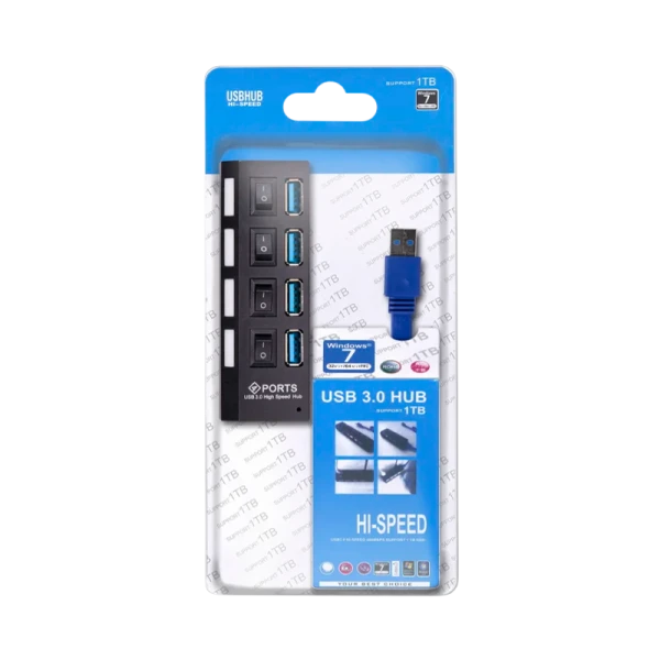 USB-Хаб Smartbuy 7304 4USB USB3.0 с выключателем черный