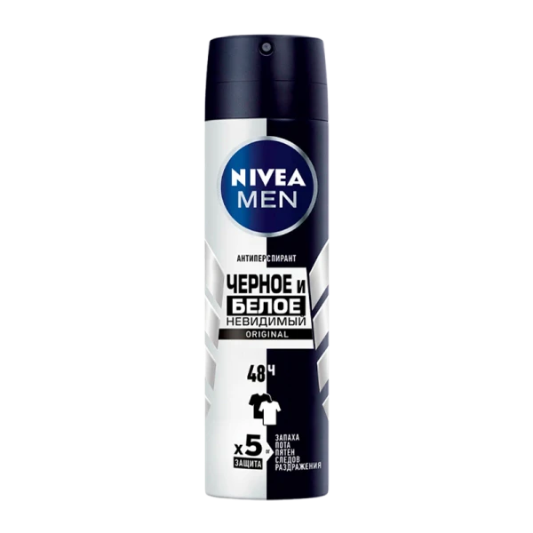 Дезодорант мужской Nivea BLACK&WHITE спрей 150мл (1/6)