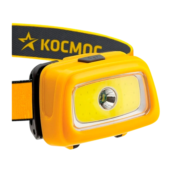 *Фонарь налобный Космос H3WDS 3W COB от батареек 3 режима желтый (1/24/240) 