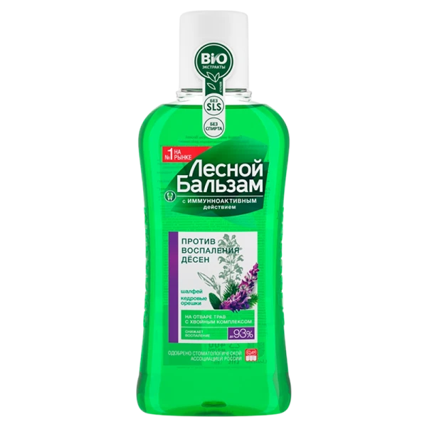 Ополаскиватель Лесной Бальзам Против воспаления десен (кедр.орешки,шалфей) 400мл (1/12)