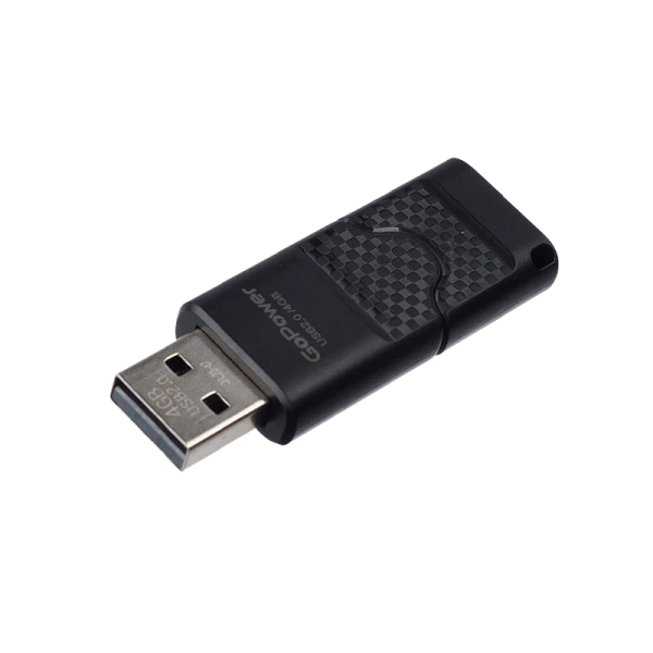 Флеш-накопитель GoPower SLIDER 4GB USB2.0 пластик черный матовый (1/50/1000)