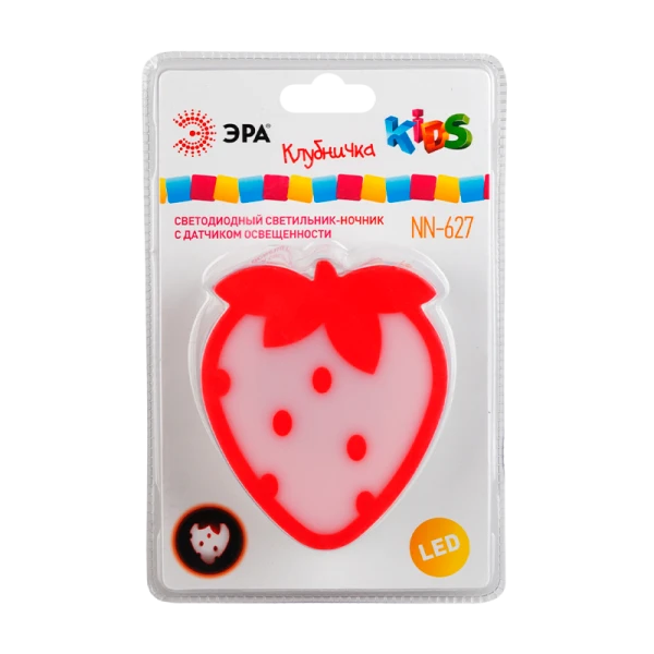 Ночник ЭРА NN-627 3LED 0.5W 220V в розетку с фотосенсором красный (1/12)