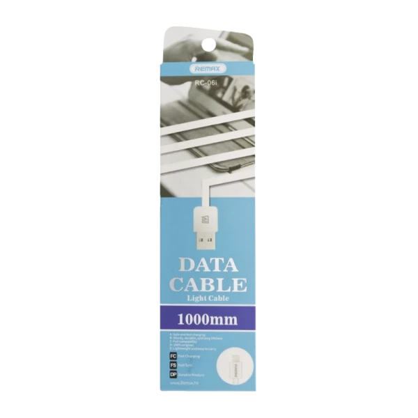 USB кабель REMAX Light (IPhone 5/6/7/SE) (1M, 1A) RC-06I Белый (40/400)