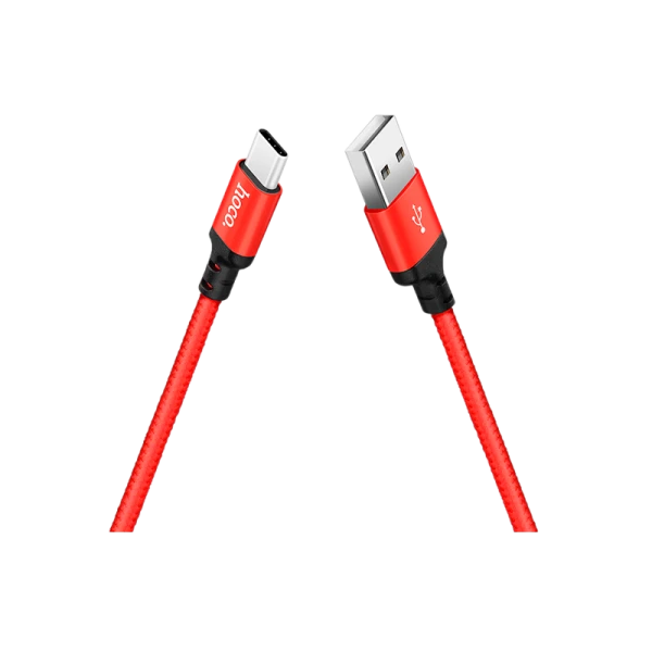 Кабель HOCO X14 USB (m)-Type-C (m) 1.0м 2.0A нейлон красный черный (1/33/330)