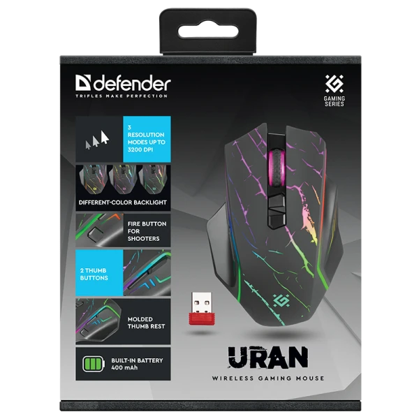 Мышь проводная Defender GM-503 URAN игровая USB черный (1/60)