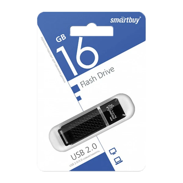 Флеш-накопитель Smartbuy Quartz 16GB USB2.0 пластик черный
