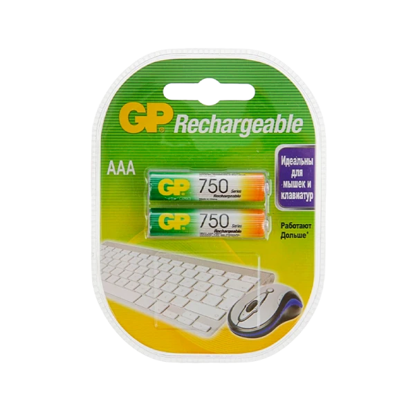 Аккумулятор бытовой GP HR03 AAA BL2 NI-MH 750mAh в пластиковой упаковке (2/20/200) R