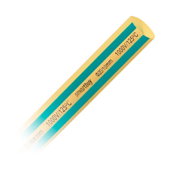 Термоусаживаемая трубка Smartbuy 20/10, желтый-зеленый, 1 метр (SBE-HST-20-yg)