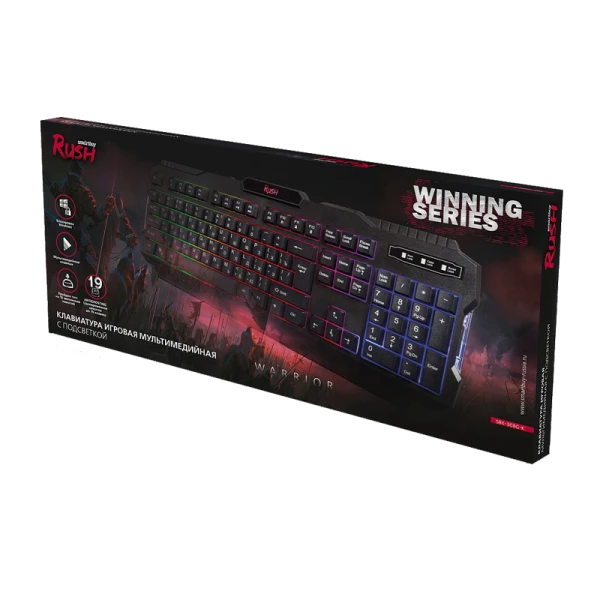 Клавиатура проводная Smartbuy 308 RUSH Warrior игровая USB 1.5м черный (1/20)