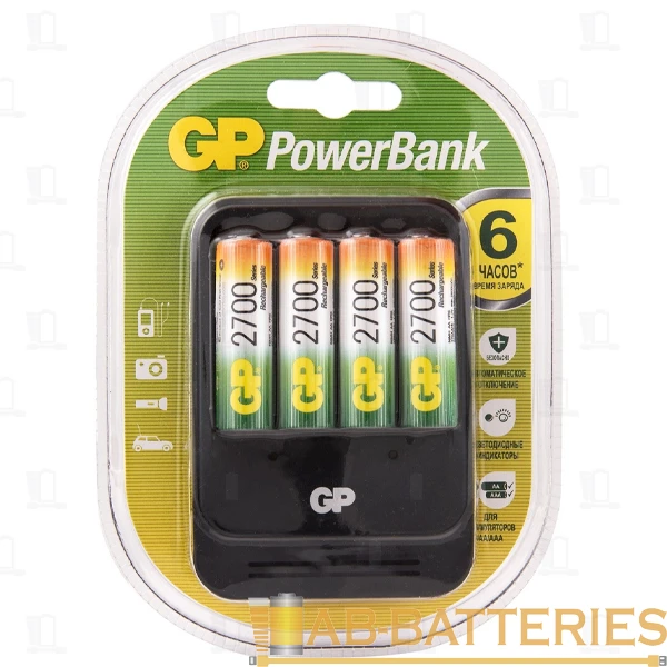 З/У для аккумуляторов GP PB570 AA/AAA 4 слота +4AA 2700mAh (1/10)