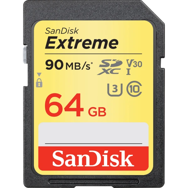 Карта памяти SD SanDisk EXTREME 64GB Class10 UHS-I (U3) 90 МБ/сек V30