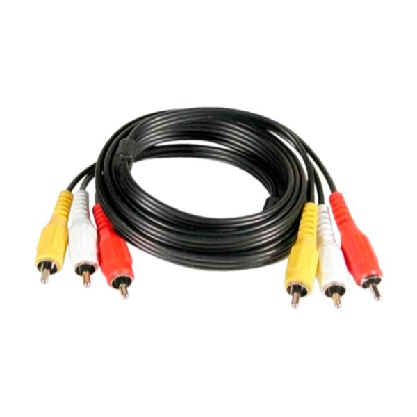 Кабель Atcom AT1003 3xRCA (m)-3xRCA (m) 1.5м силикон черный в пакете (1/10/500)