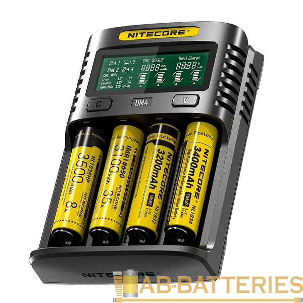 З/У для аккумуляторов Nitecore UM4 Ni-MH/Ni-Cd/Li-ion/IMR/LiFePO4 4 слота