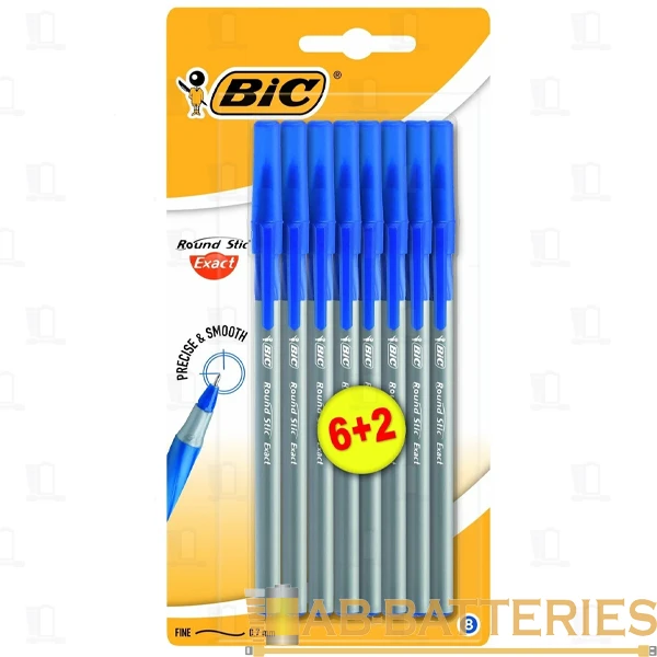 Ручка шариковая BIC Round Stic Экзакт 0.28мм 6+2шт. синий (8/160)