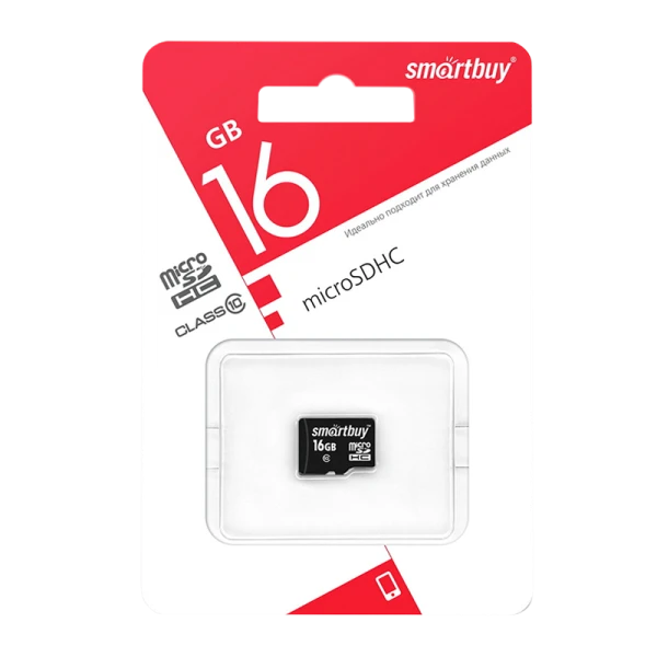 Карта памяти microSD Smartbuy 16GB Class10 10 МБ/сек без адаптера