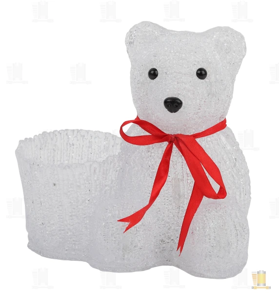 Ночник ЭРА "Медвежонок с корзинкой" 10LED 220V белый (1/12/48)