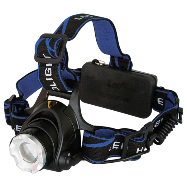 Фонарь налобный Ultraflash E150 3W 1LED от аккумулятора IP66 3 режима+ZOOM черный (1/24/48)