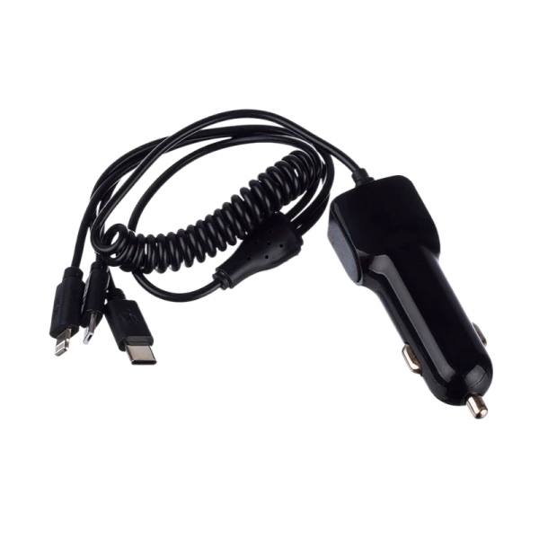 Автомобильное З/У GoPower GPQC13 1USB+Кабель MicroUSB/Lightning/Type-C черный (1/100)