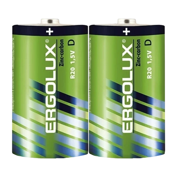 Батарейка Ergolux R20 D Shrink 2 Heavy Duty 1.5V (2/12/144)