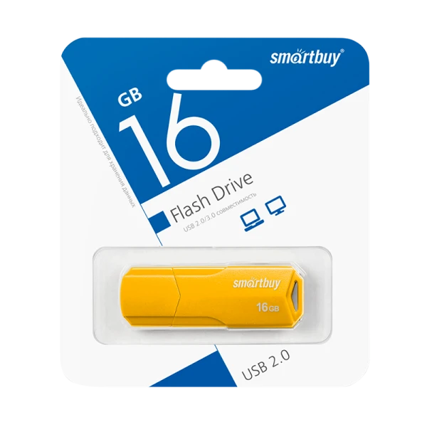 Флеш-накопитель Smartbuy Clue 16GB USB2.0 пластик желтый