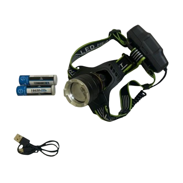 Фонарь налобный Без бренда YM-8002-P90 от аккумулятора 3 режима черный