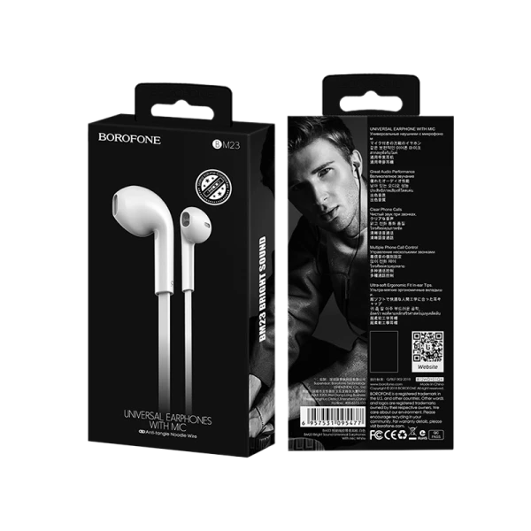 Наушники вставные Borofone BM23 с микр. белый (1/36/144)