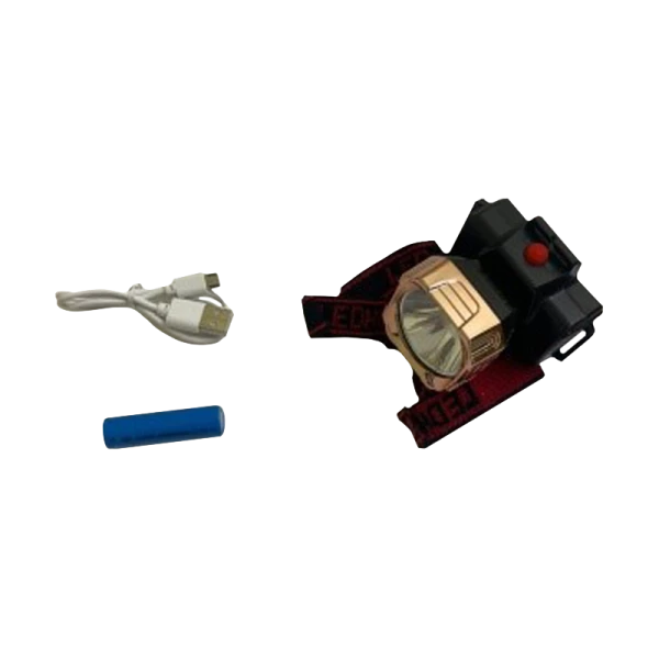 Фонарь налобный Без бренда YT-1370/НЕ1370 от аккумулятора 2 режима черный