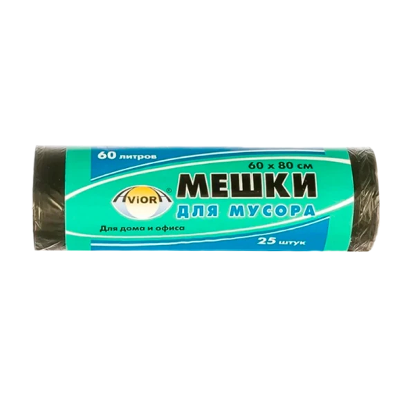 Мешок для мусора 60 х 80 см, AVIORA, 60 л, 25шт. в рулоне (1/40)