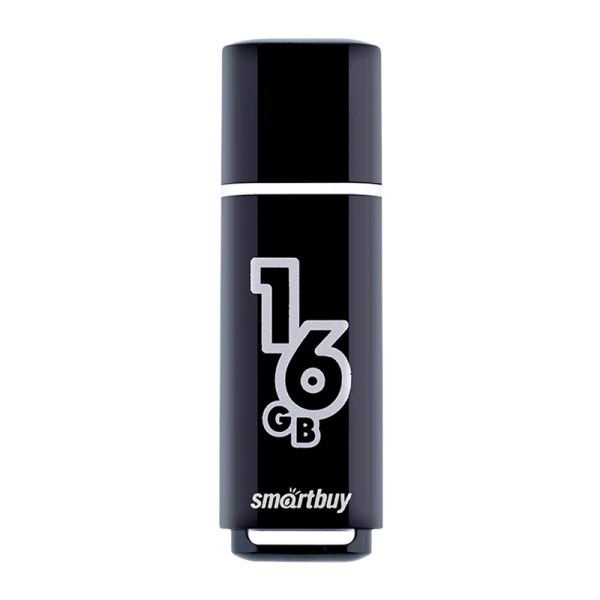 Флеш-накопитель Smartbuy Glossy 16GB USB2.0 пластик черный