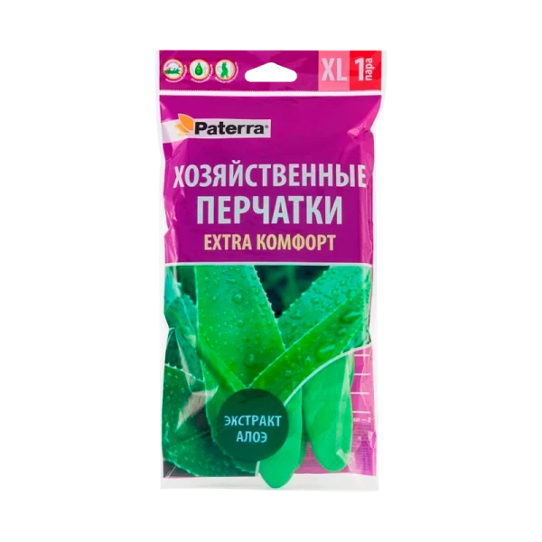 Перчатки Paterra XL резина с алоэ 1 пара в упаковке (1/60)