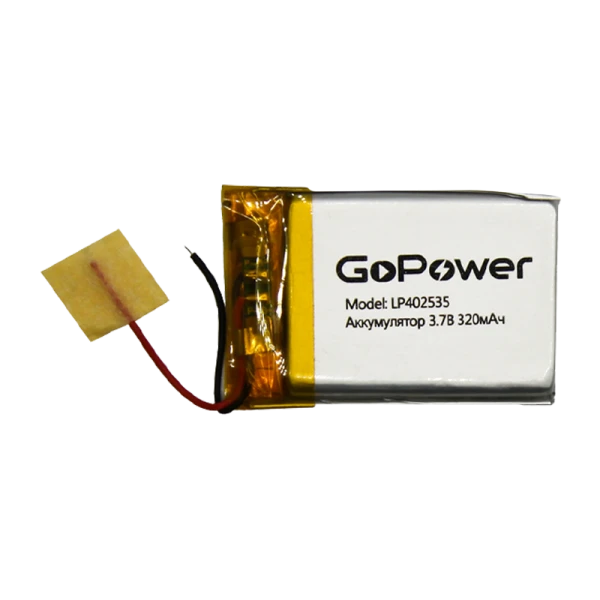 Аккумулятор Li-Pol GoPower LP402535 PK1 3.7V 320mAh с защитой (1/10/250)